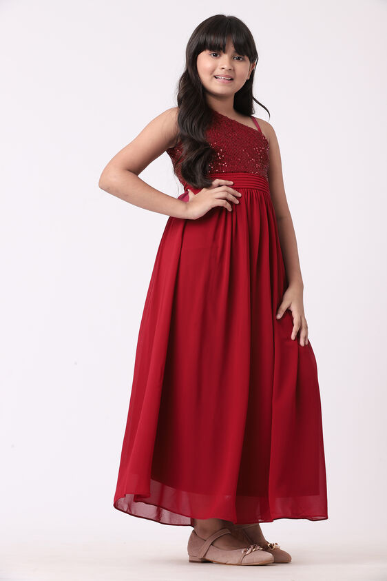 Wine Solid Flared Gown, Wine, image 3